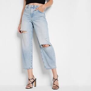 Express Balloon Leg High Rise Relaxed Fit Straight Leg Jeans Ripped Baggy 8